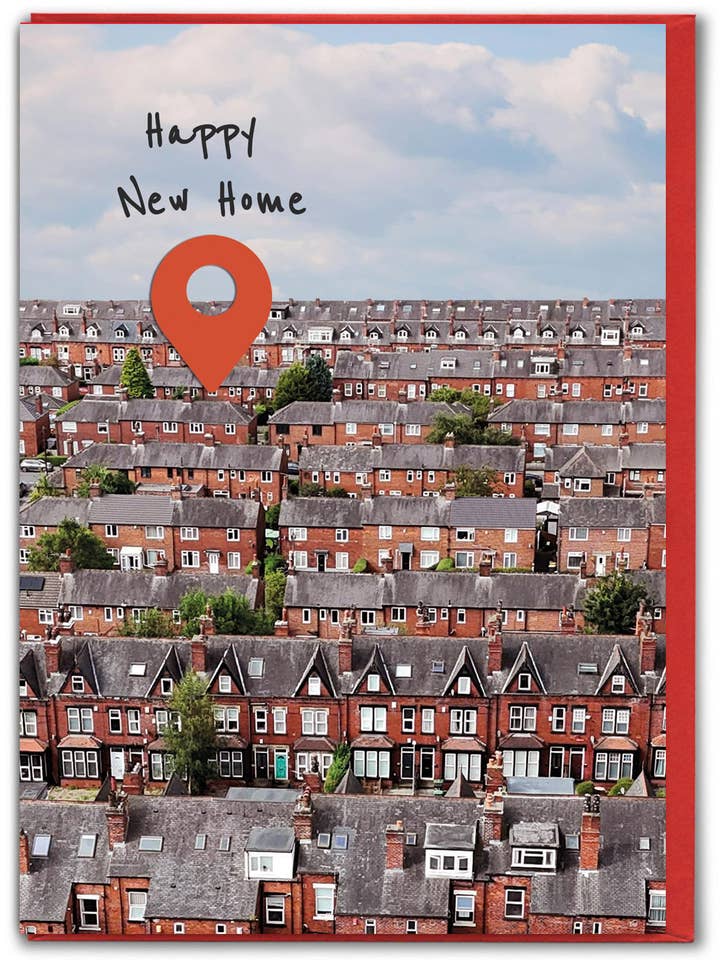 Funny Greetings Card - Pin - New Home by Brainbox Candy for wholesale by Brainbox Candy