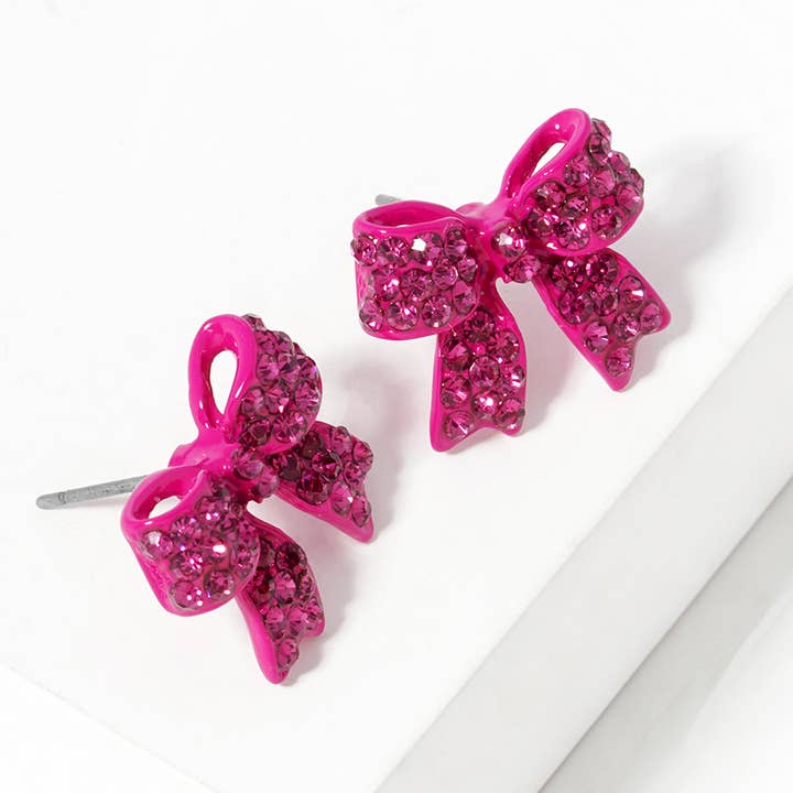 Sensibling Corp. - Wholesale Stud/Post Earrings - Crystal Rhinestone Pave Bow Stud Earrings
33
