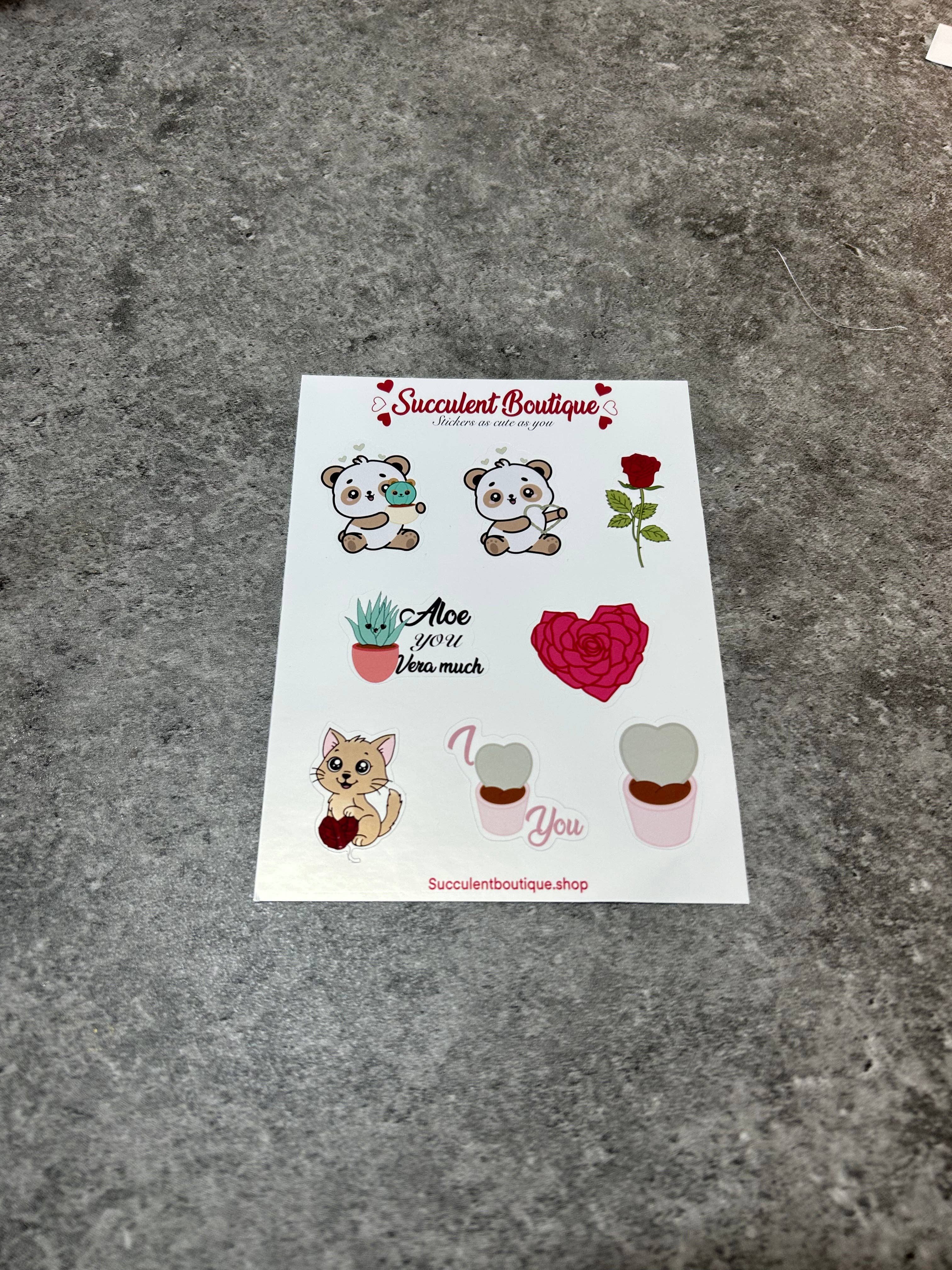Succulent Boutique - Wholesale Sticker - Valentines Day Sticker Sheet3