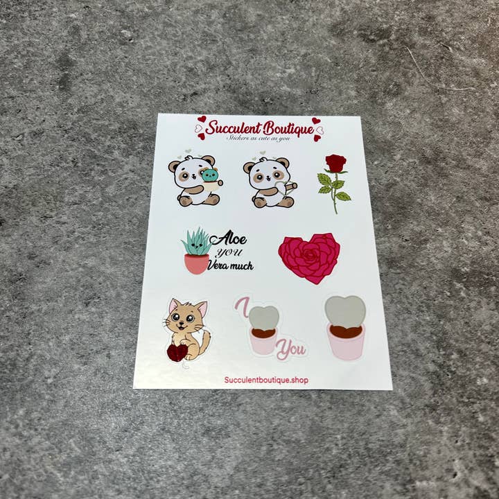 Succulent Boutique - Wholesale Sticker - Valentines Day Sticker Sheet3