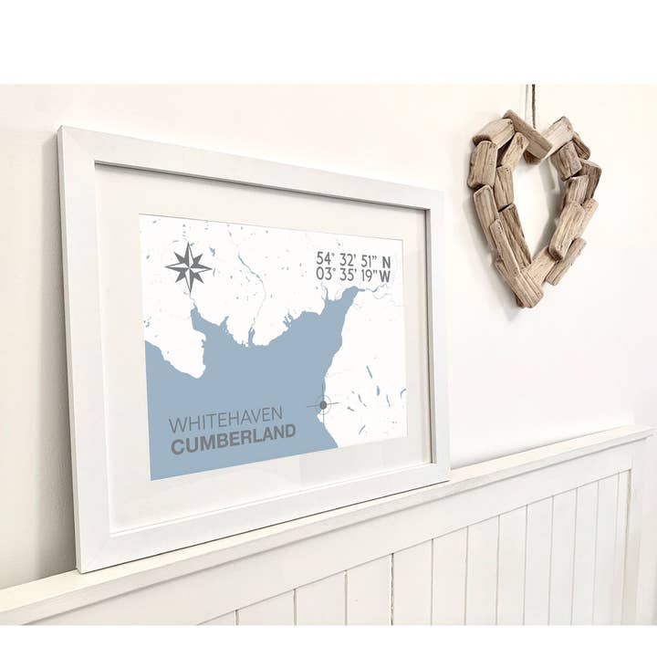 Impresión de mapa costero de Whitehaven para venta al por mayor de SeaKisses