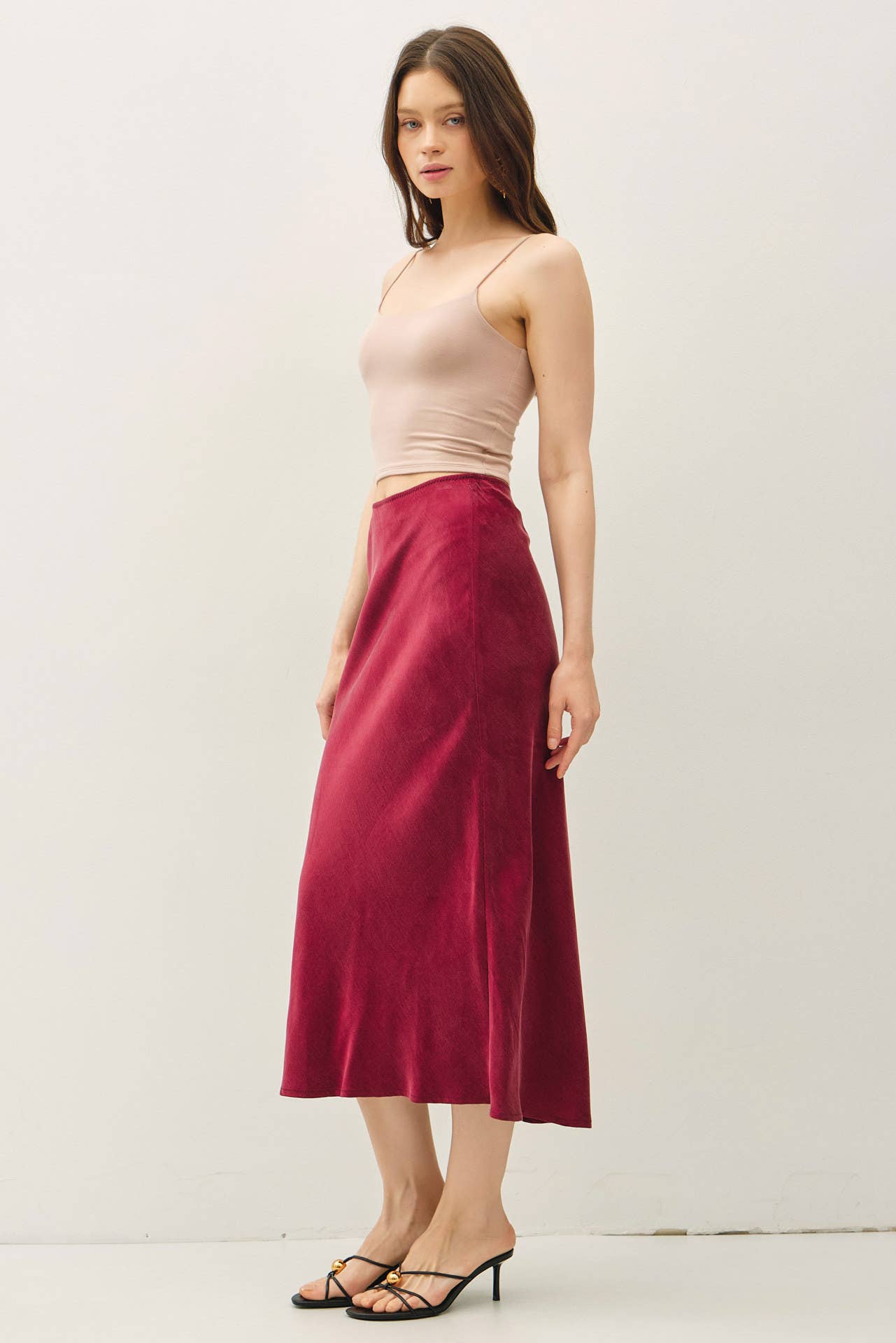 Be Cool - Vente Jupe – femme - JUPE MIDI EN SUÉDINE AVEC TAILLE ÉLASTIQUE16