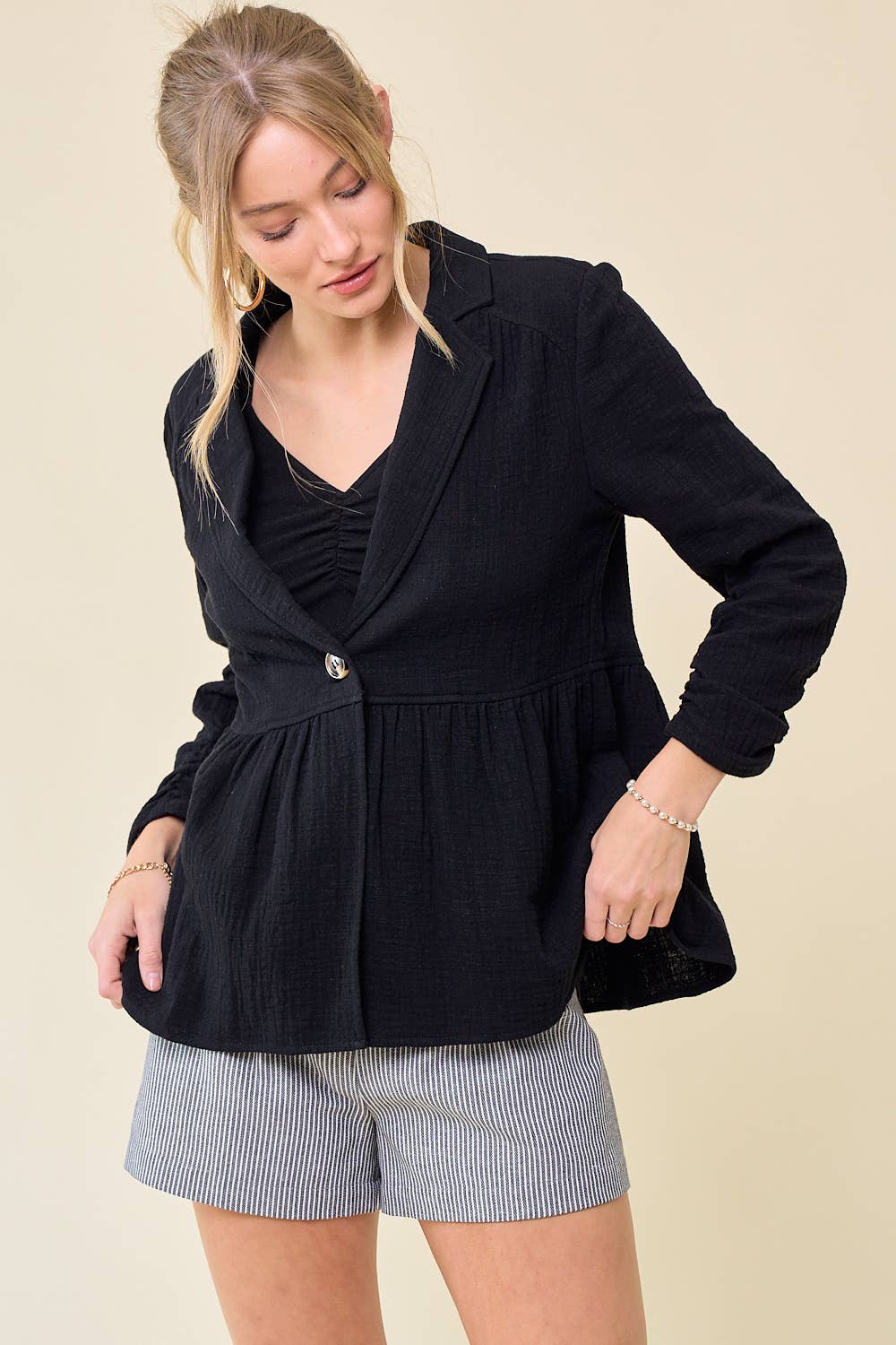 Doe and Rae – Engroshandel Blazer - Dame – SHIRRED GAZE BLAZER - 10374J5