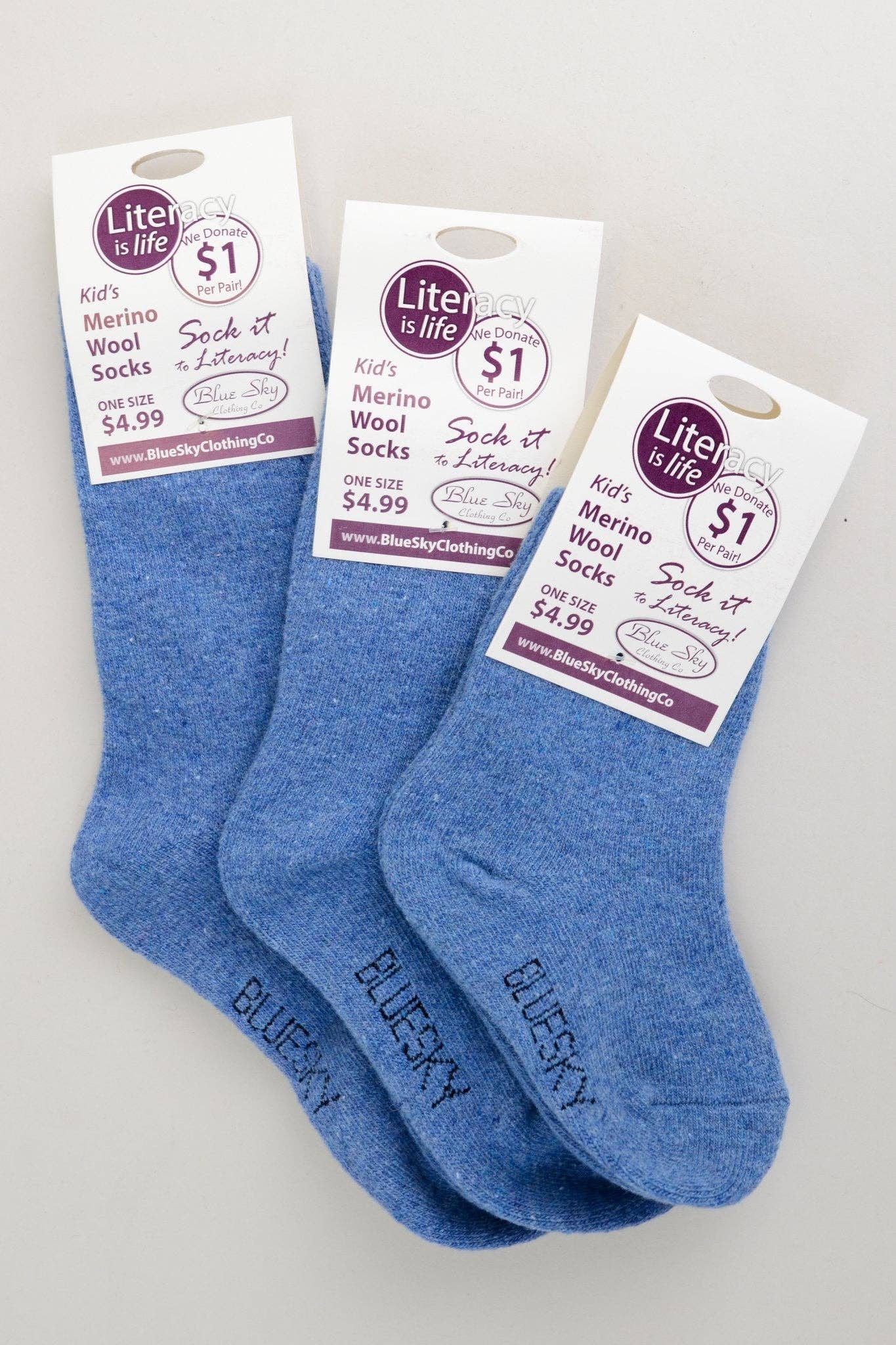 Blue Sky Clothing Co LLC – wholesale Socks – Child – Little Ones' Merino Wool Socks for Literacy2