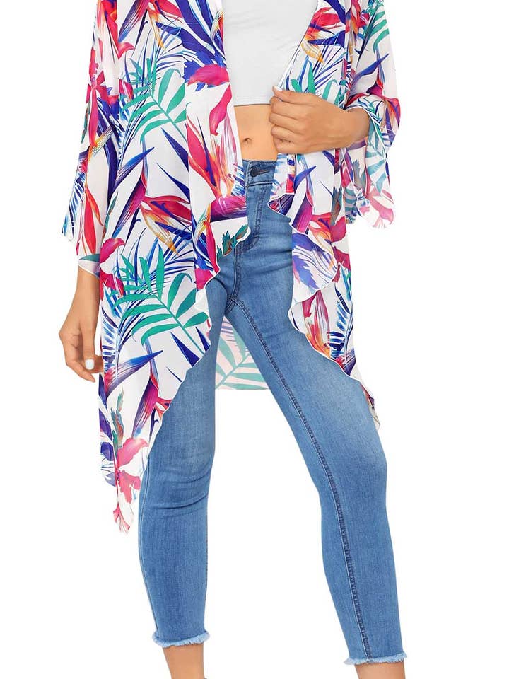 Tropical Caleidoscope Kimono voor dames voor wholesale door Happy Bay / La Leela