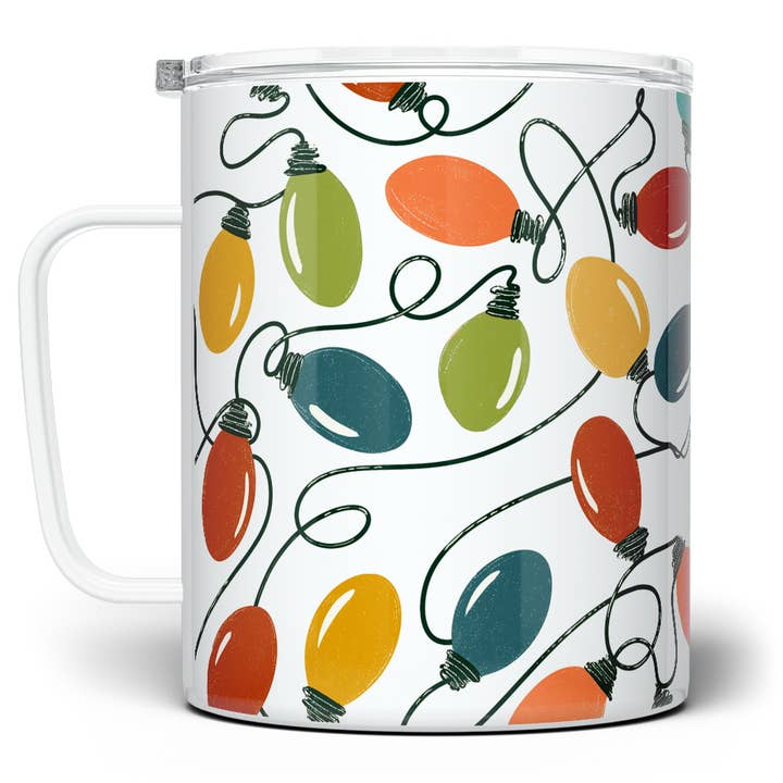 Mug Isotherme Lumières de Noël, Cadeaux Rétro Festifs pour la vente par Loftipop