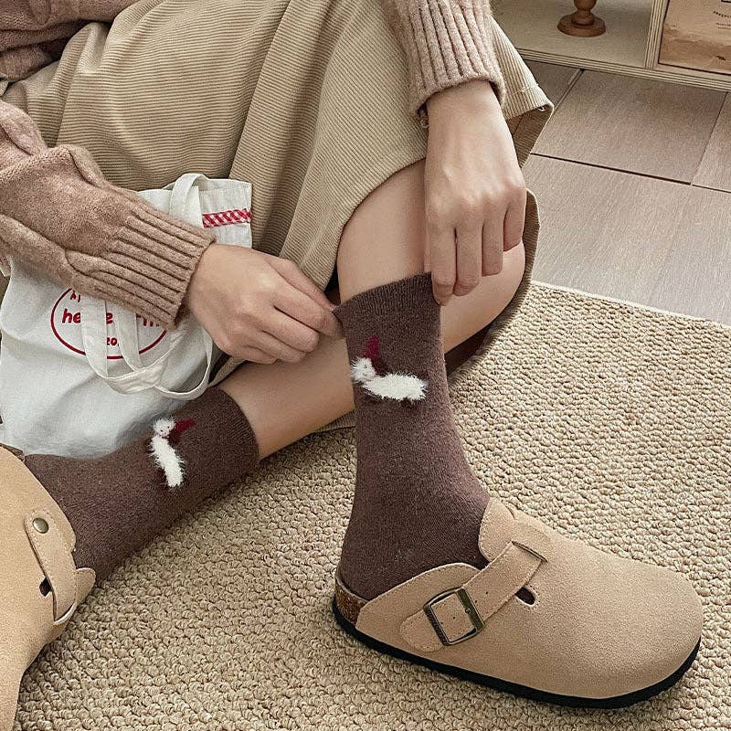 Gohobi （We cover U.S. import duties） - Wholesale Socks - Women's - Gohobi Fleece-Lined Puppy Print Winter Socks11