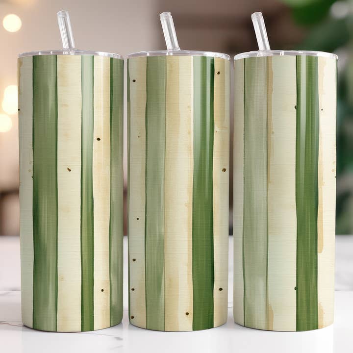 St. Patrick's Green Beige Stripe 20oz Sublimation Tumbler for wholesale by Twisted T Creations