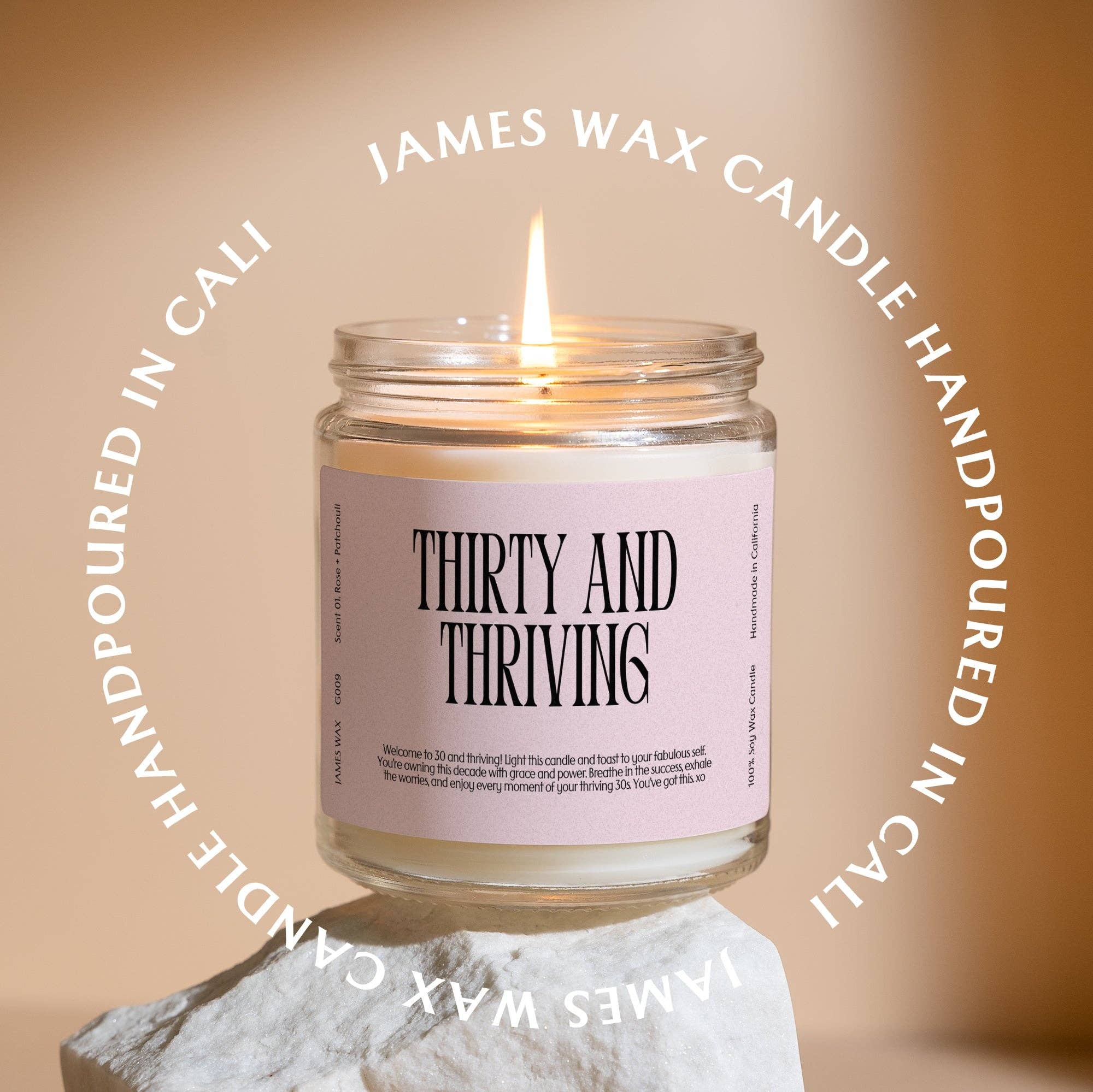 James Wax - Wholesale Jar/Filled Candle - 30th Birthday Thirty and Thriving Candle Birthday Gift G0092