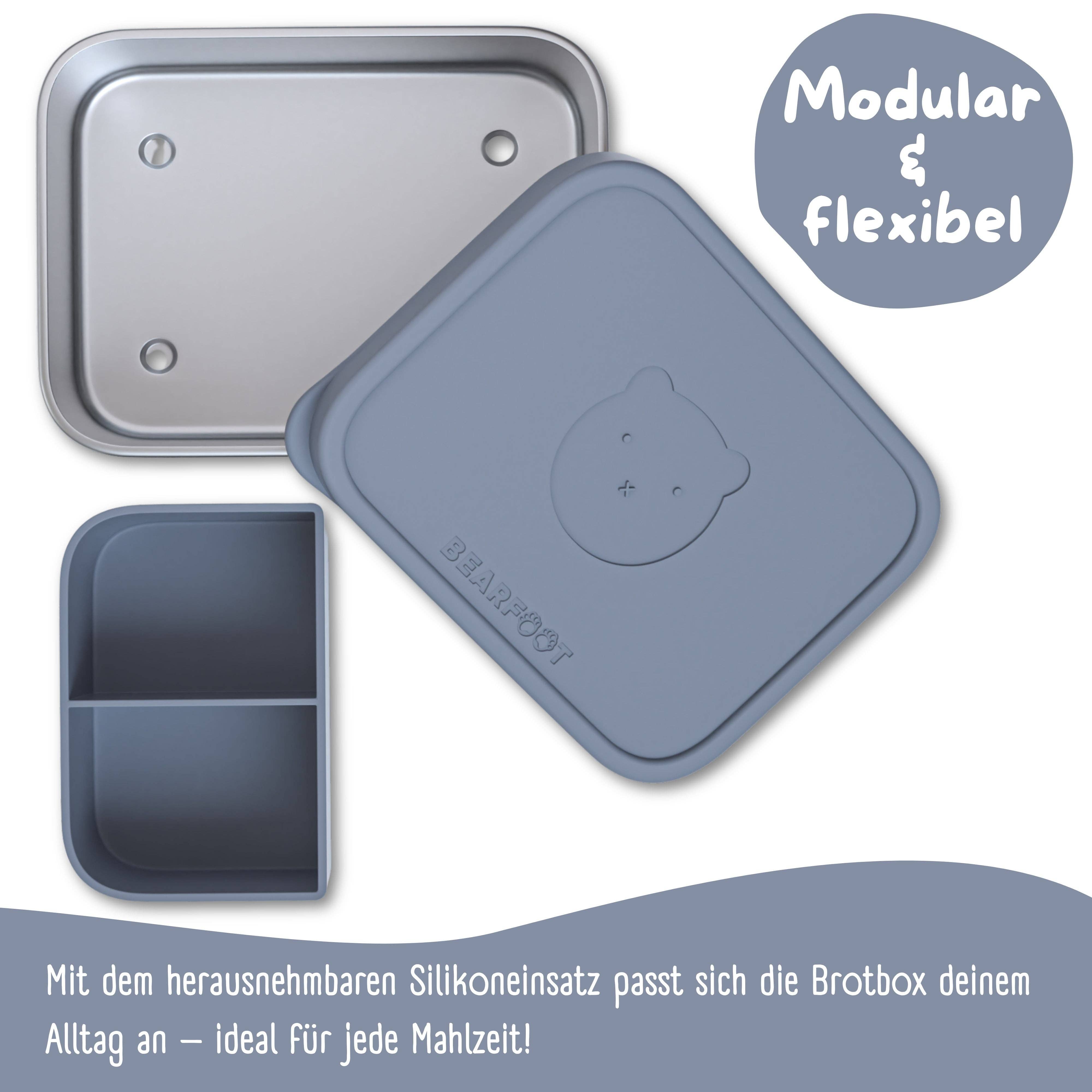 BEARFOOT - Wholesale Lunch Bag/Box - Kids - Children's stainless steel lunchbox with silicone insert - Blue11