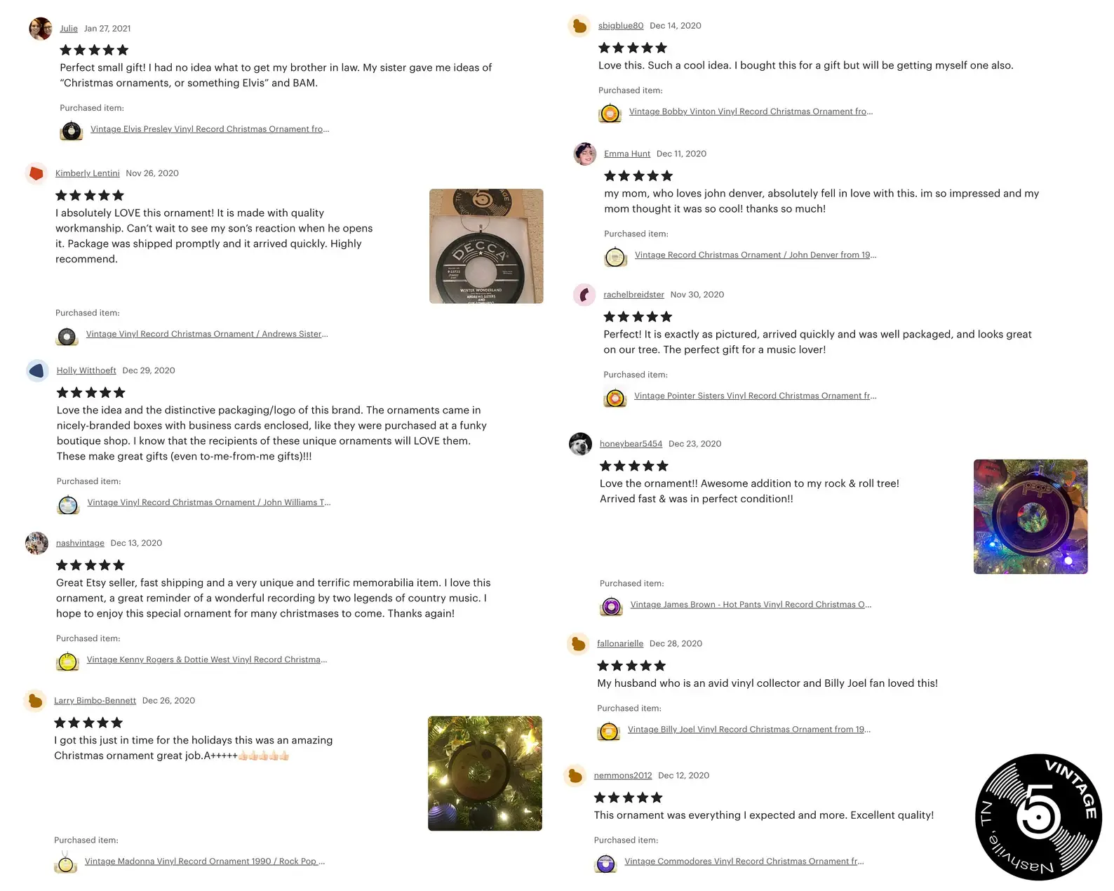 Vintage 5 - Vendita all'ingrosso Decorazione - Decorazioni natalizie per dischi in vinile - Genere musicale misto9