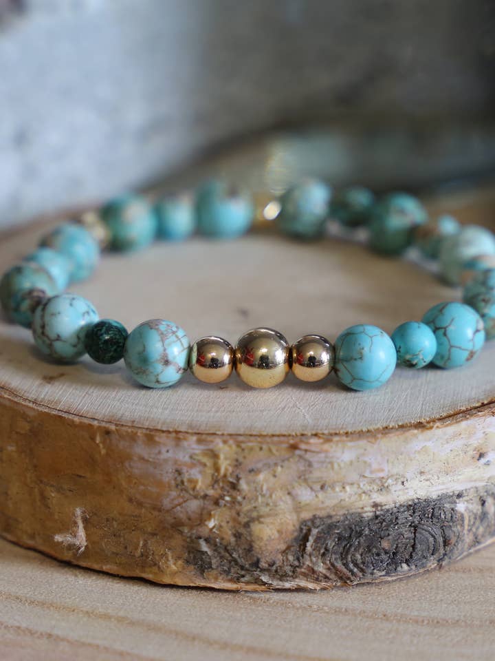 Damenarmband aus türkisfarbenem Stein und Hämatit für den Großhandel von Mlle A by Aline L