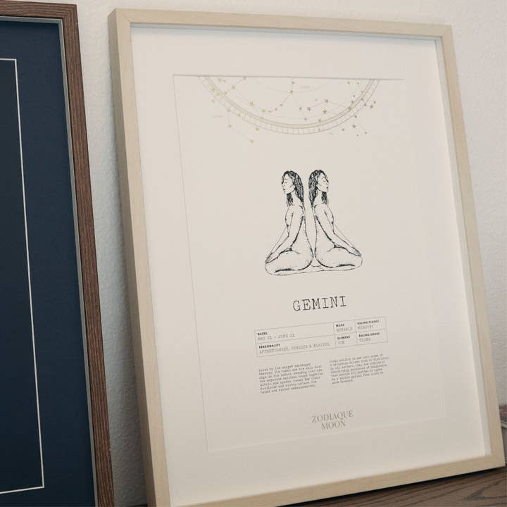 Lámina artística Gemini A3, blanco roto para venta al por mayor de Zodiaque Moon