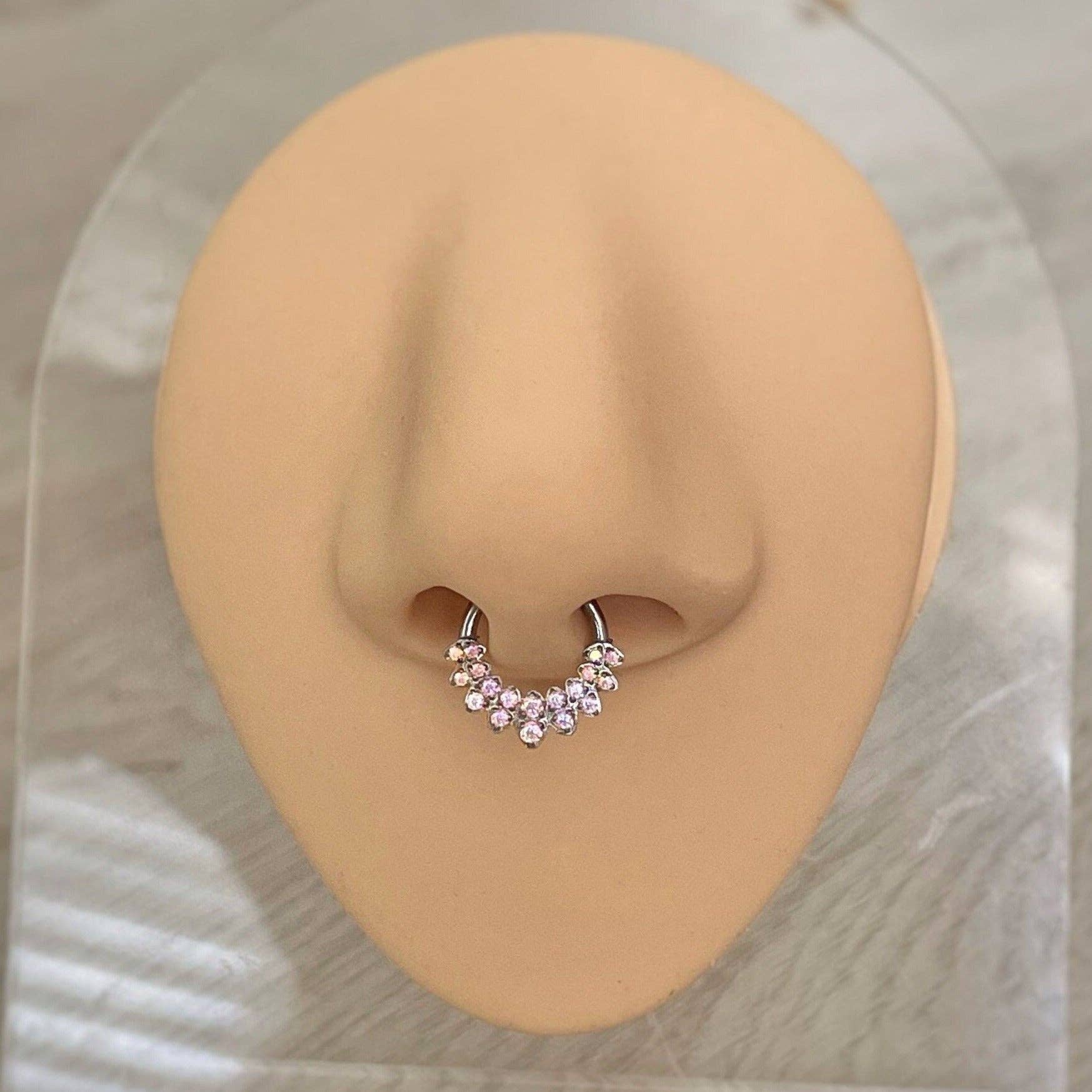 Elara Body Jewelry - Wholesale Nose Ring - Silver Septum Piercing (16G | 8mm or 10mm | Surgical Steel | Multiple Color Options)2
