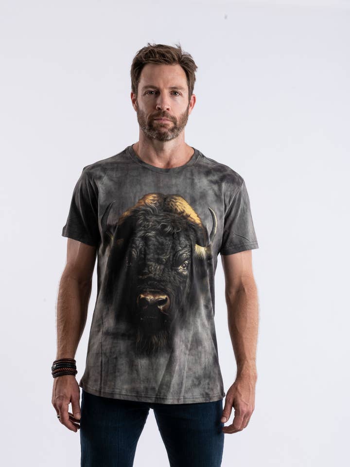 Adult Bison Natural Dyed T-shirt for wholesale by Wild Style