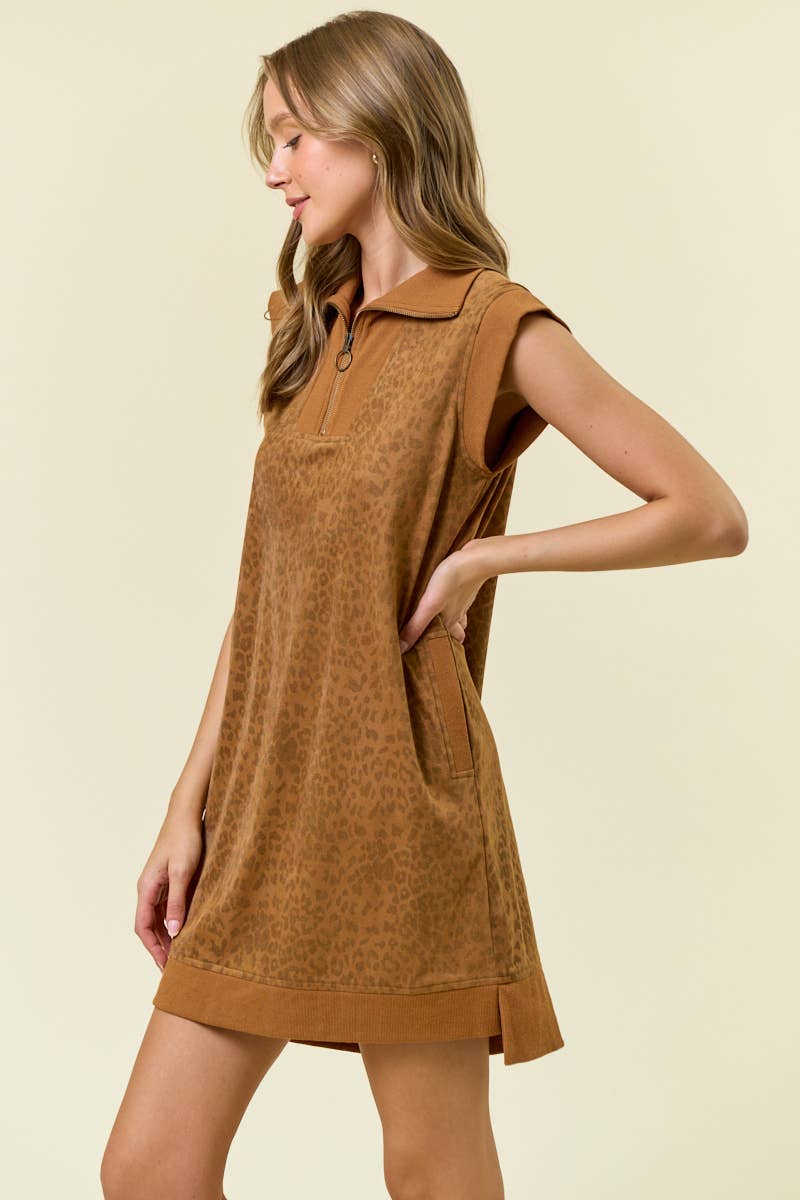Doe and Rae - Wholesale Dress - Women's - ANIMAL PRINT SUEDE MINI DRESS - 28083D2