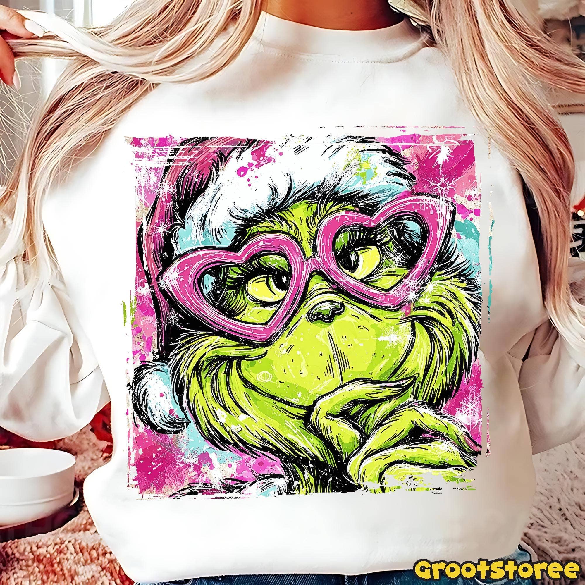 DLT Ecommerce - Vente T-shirt à imprimés – femme - Joyeux Noël Monstre T-shirt, Sweat-shirt Vert à Motif3