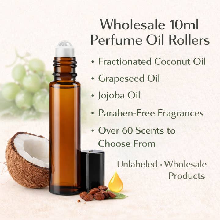 Unlabeled 10ml perfume labels. Label and resell as your own for wholesale by Herbal Love Creations- Luxury Bath and Body