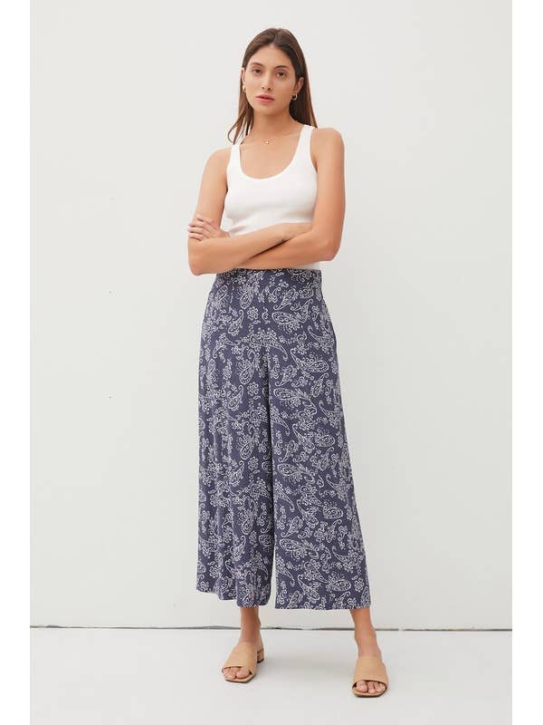 FLOWY PULL ON WIDE LEG CAPRI DRESS PANTS for wholesale by MintChoco