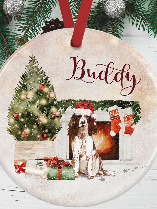 English Springer Spaniel Christmas Ornament for wholesale by WagATudeTags