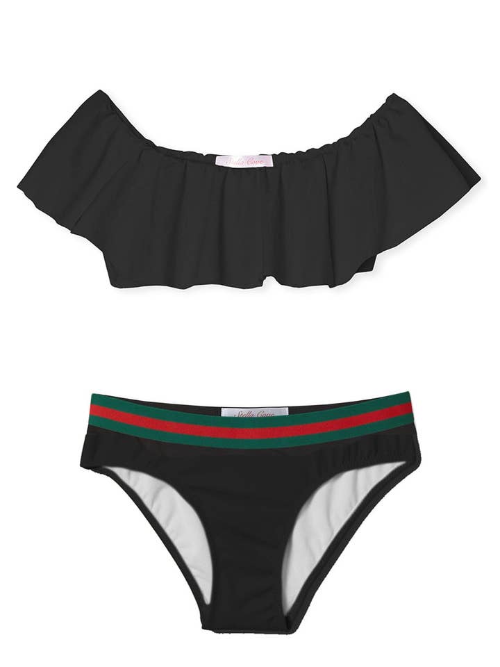 Stella Cove - Vente Bikini – enfant - Bikini noir avec ceinture1