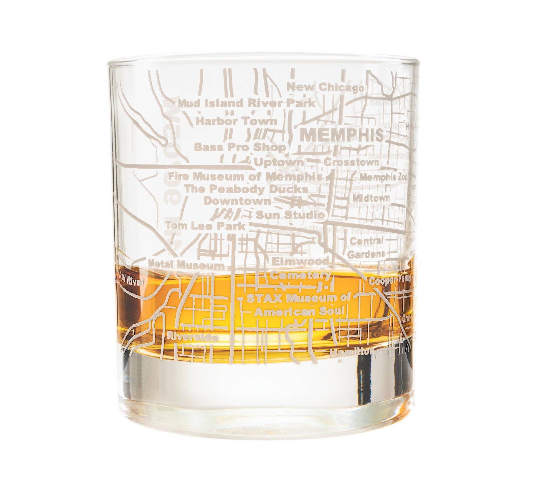 Greenline Goods - Wholesale Cocktail/Liquor Glass - Memphis Etched Street Grid Whiskey Glasses3