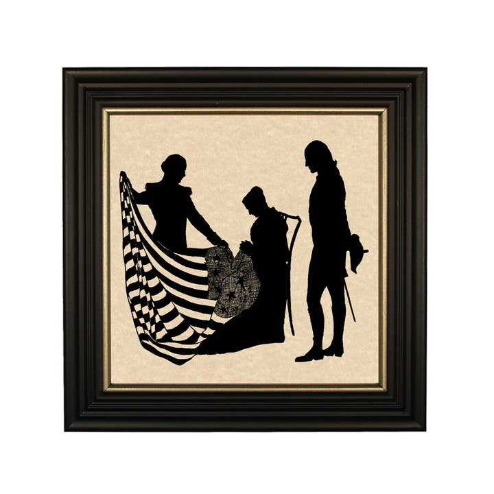 Madison Bay Co. - Historical Home Decor Reproductions - Wholesale Art Print - George Washington & Betsy Ross Framed Paper Cut Silhouette