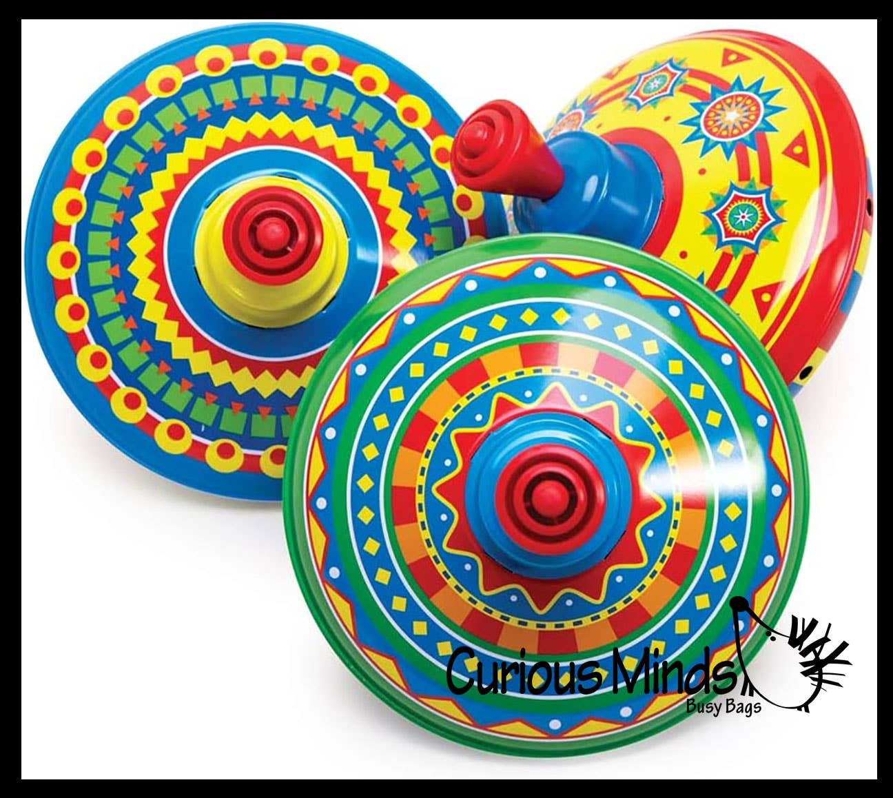 Curious Minds Toys - Wholesale Classic Toy - Kids - Classic Large Metal Tin Spinning Top Toy - Vintage Pump Styl3