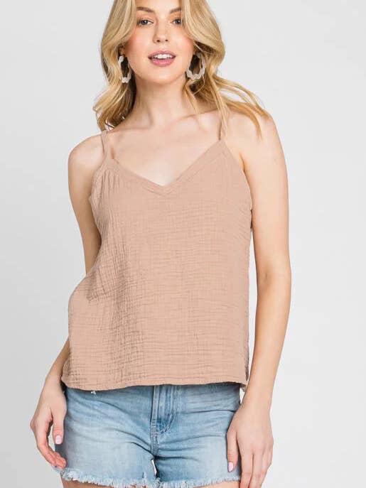 Dobbelt bomuldssolid cami-top for engroshandel hos Final Touch