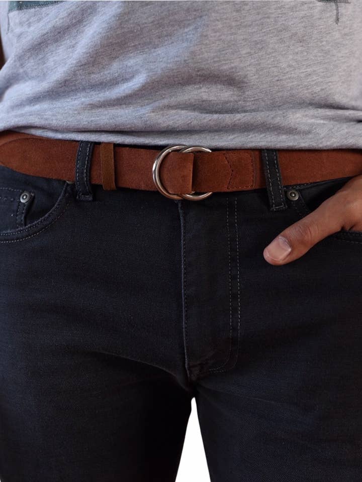 Ramsey - Ceinture en daim italien O Ring pour la vente par Jerry Kaye