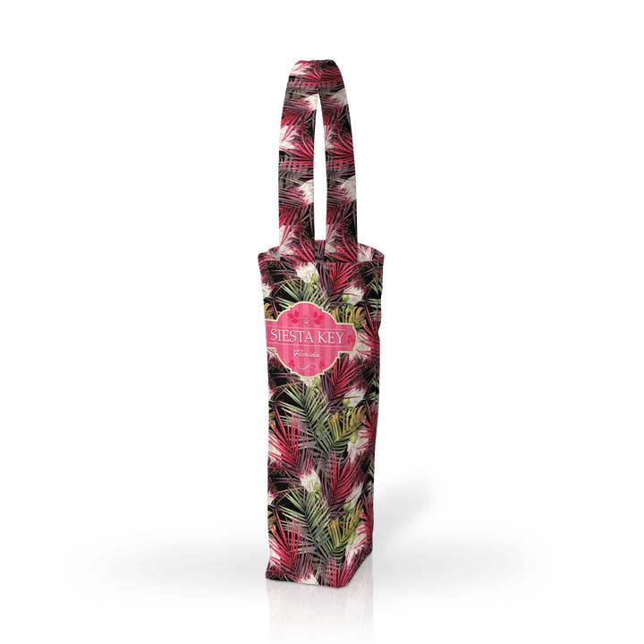 Customizable Heavyweight Poly Wine Carrier: Exotica Palms for wholesale by Matrix