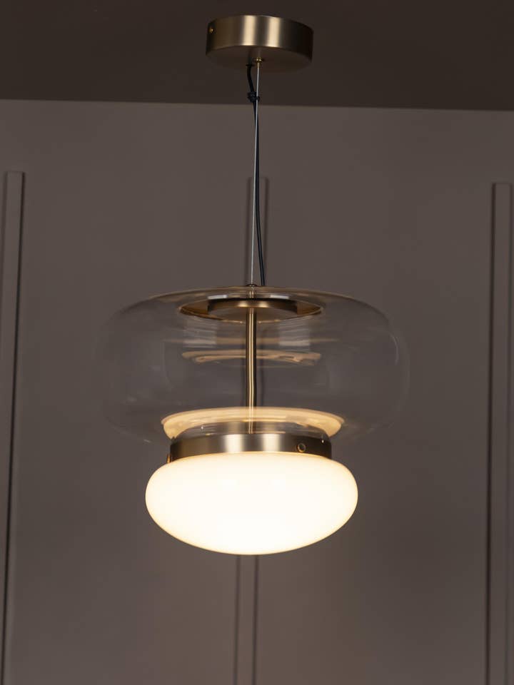 Lampadario a Sospensione Antico in Vetro Trasparente e Bianco Salvador 27 Cm | Illuminazione Decorativa Moderna per Case e Hotel per la vendita all'ingrosso da parte di HEKA LIGHTING & TRADING LTD