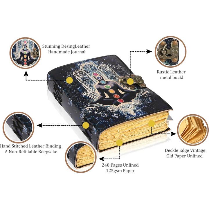 Tuzech Leather – wholesale Journal och dagbok – TUZECH läderklätt anteckningsbok med grimoirestil och ojämna kanter för män och kvinnor36