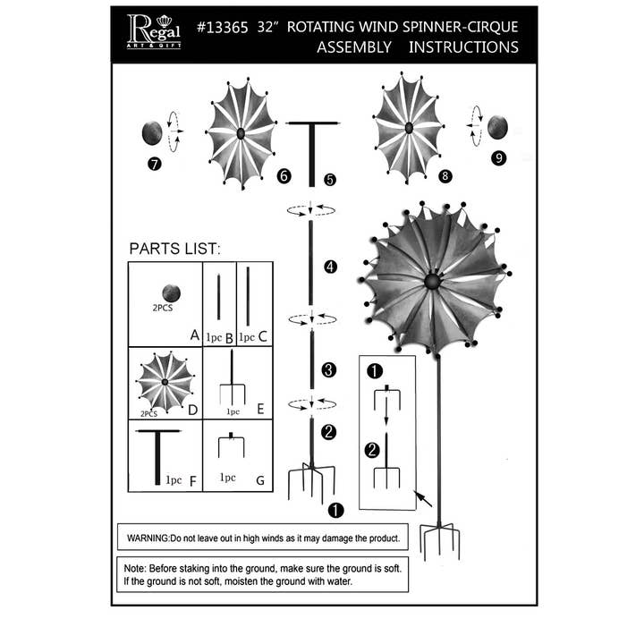 Regal Art & Gift - Wholesale Wind Spinner - 32" Rotating Wind Spinner - Cirque6