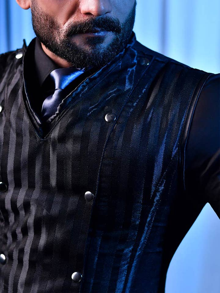 Miss Leather - Wholesale Corset – Women′s - Men's Black Brocade Corset Vest – Gothic Fashion Wear5