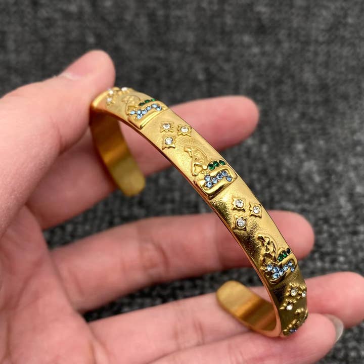 Mio Queena - Wholesale Cuff bracelet - Tarot Style 18K Gold Plated S.Steel Cuff Bangle - FGS/MS27