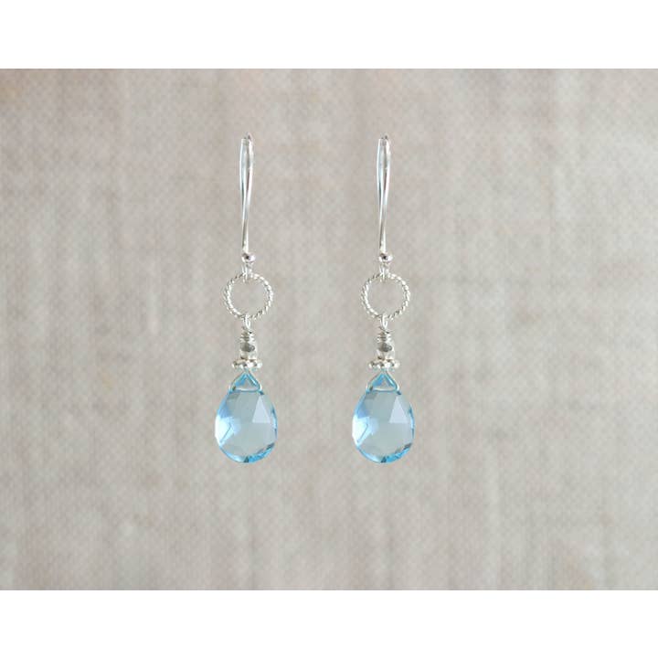 E-3648 Swiss Blue Quartz Earring for wholesale by Alicia Van Fleteren Jewelry Design