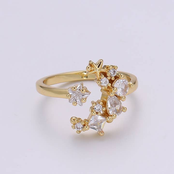 24k guld fyldt One Size passer alle justerbar Moon Ring med Micro CZ sten For smykker at gøre forsyninger himmelske smykker R328 for engroshandel hos Aim Eternal