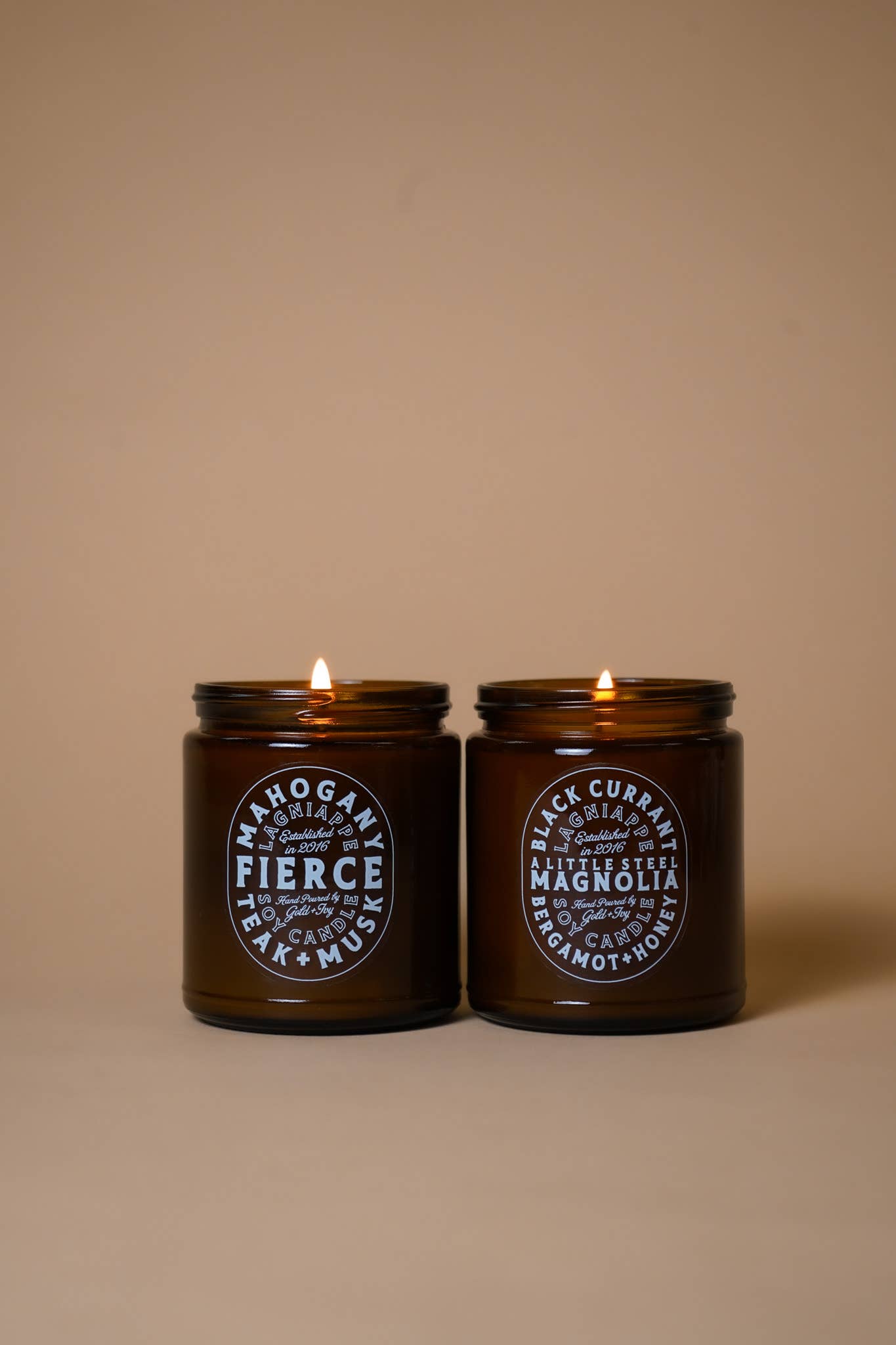 gold + ivy - Wholesale Jar/Filled Candle - Custom Branded Soy Candles - 7.5 oz - Amber7