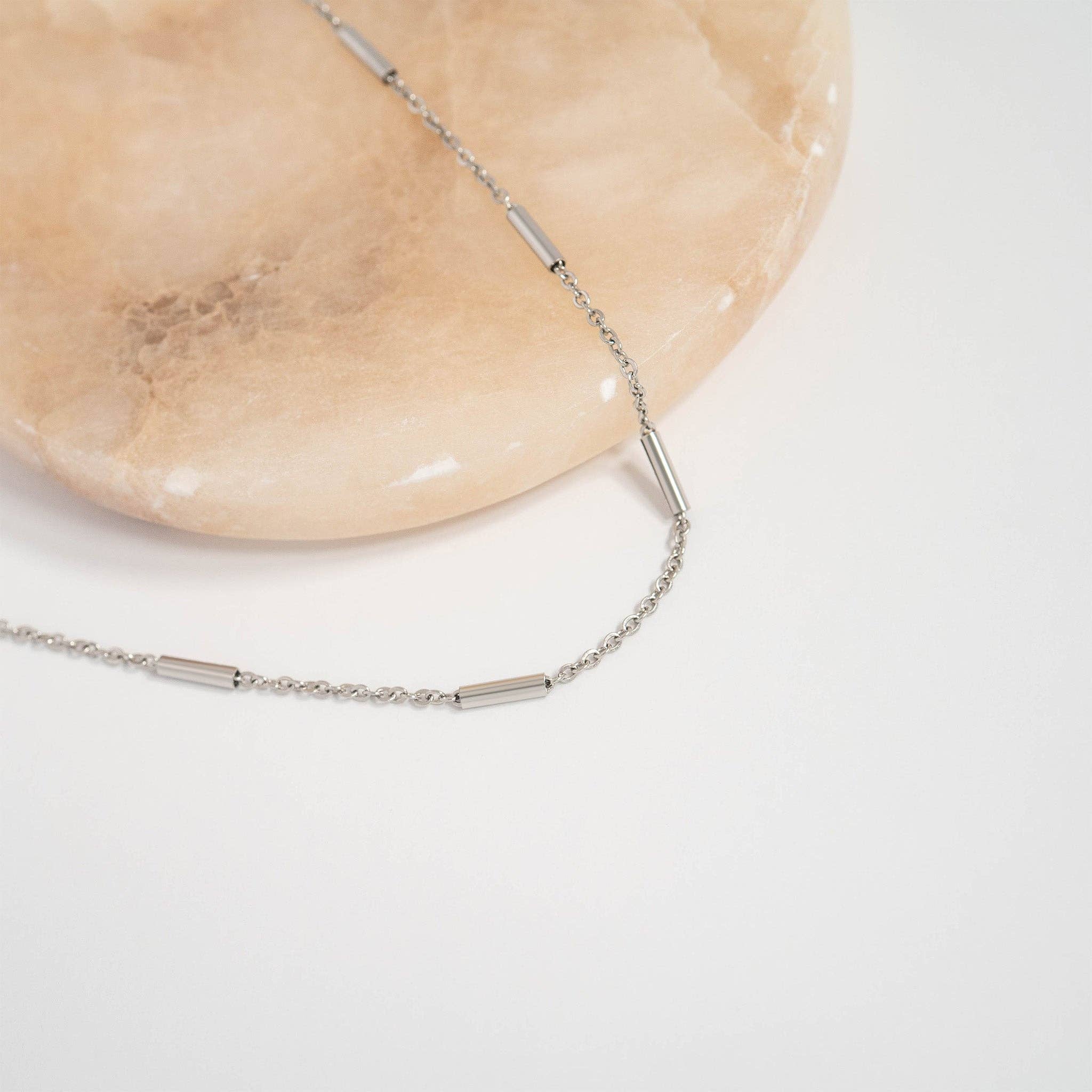 WJW - Wholesale Link & Chain Necklace - 18K Gold PVD Stainless Steel Satellite Bar Chain Necklace12