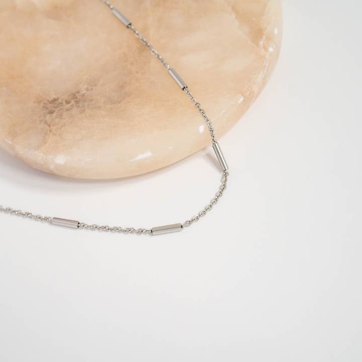 WJW - Wholesale Link & chain necklace - 18K Gold PVD Stainless Steel Satellite Bar Chain Necklace12