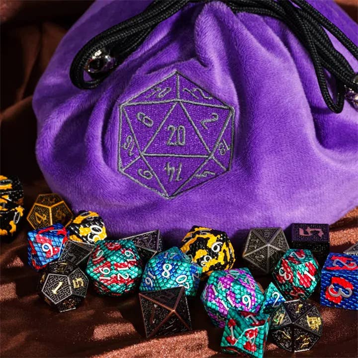 Tabletop Dominion Limited - Wholesale Drawstring bag – Unisex - Velvet Vault | Super-Soft Large Dice Bag | Purple7