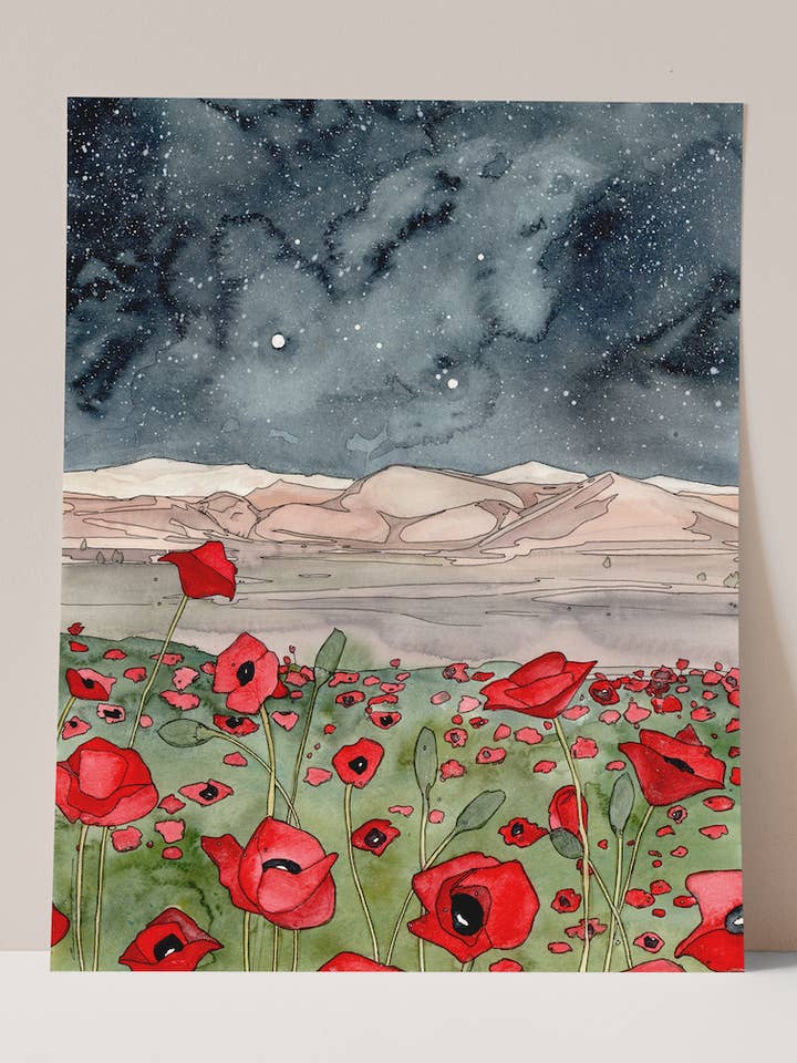 Midnatt bland vallmoblommorna konsttryck för wholesale av Andrea Durfee Art