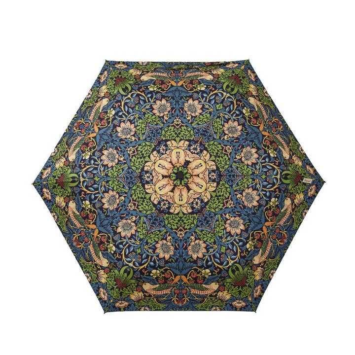 Signare Tapestry - Wholesale Umbrella - Unisex - William Morris Strawberry Thief Blue - Automatic Folding Umbrella1