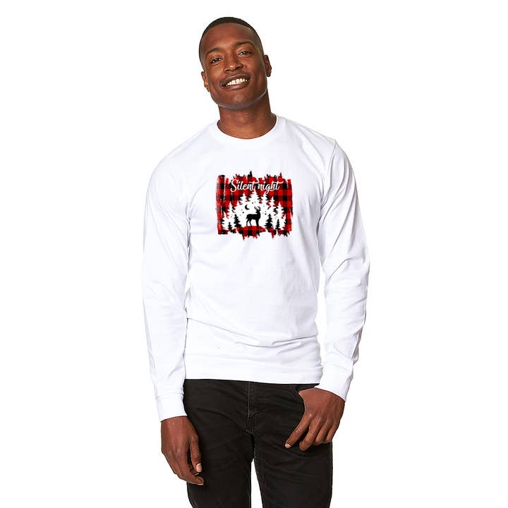 T-shirt à manches longues Silent Night Plaid pour la vente par Be In Faith