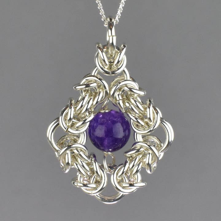 Byzantine Eye Chainmail Pendant in Sterling Silver for wholesale by Dave Cain Fine Jewelry