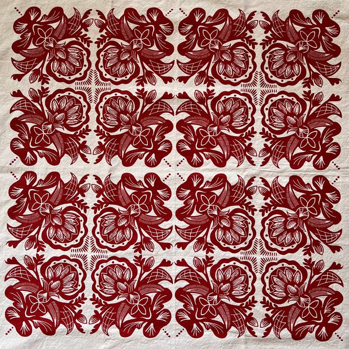 Follysome Prints - Wholesale Tea Towel - Rosemaling Art Cotton Tea Towel