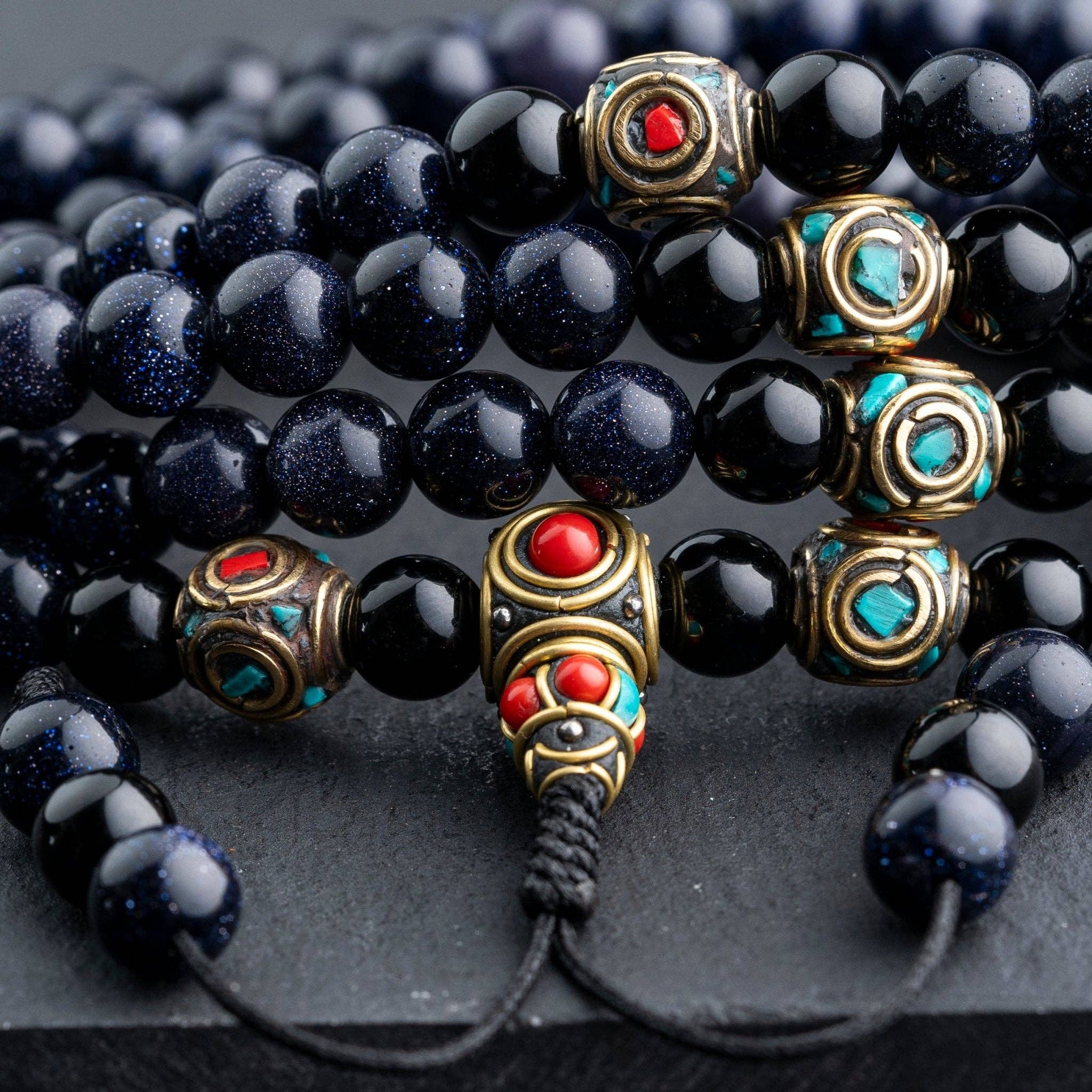 Art Of Tibet - Wholesale Prayer Beads Necklace - Sun Stone Leadership Mala1