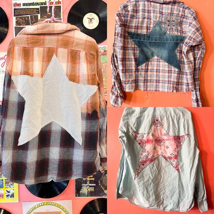 Denim Star Upcyclede bovenkant met knoopsluiting voor wholesale door TimberJune