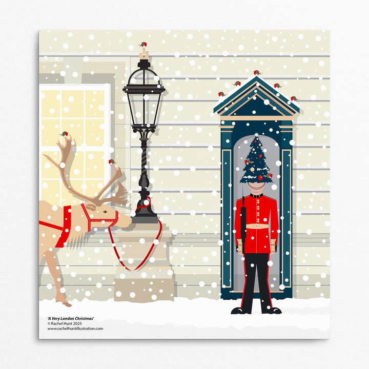 'A Very London Christmas' Greetings Card for wholesale by Rachel Hunt Illustration
